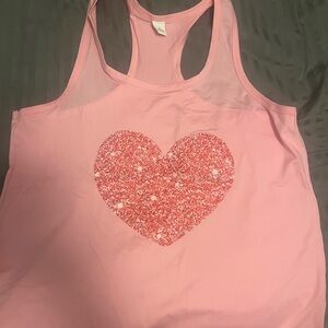 Pink Tank Top with Glitter Heart